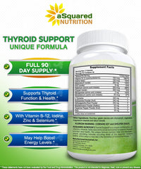 Key ingredients of aSquared Nutrition Thyroid Support including iodine kelp L-Tyrosine and Ashwagandha