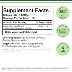 Product label showing 60 softgels and 12 mg dosage