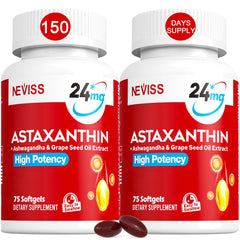 NEVISS astaxanthin 24mg softgels bottle with 150-count label