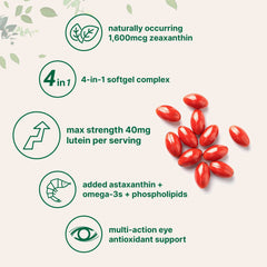 Astaxanthin, omega-3s, and phospholipids softgels close-up