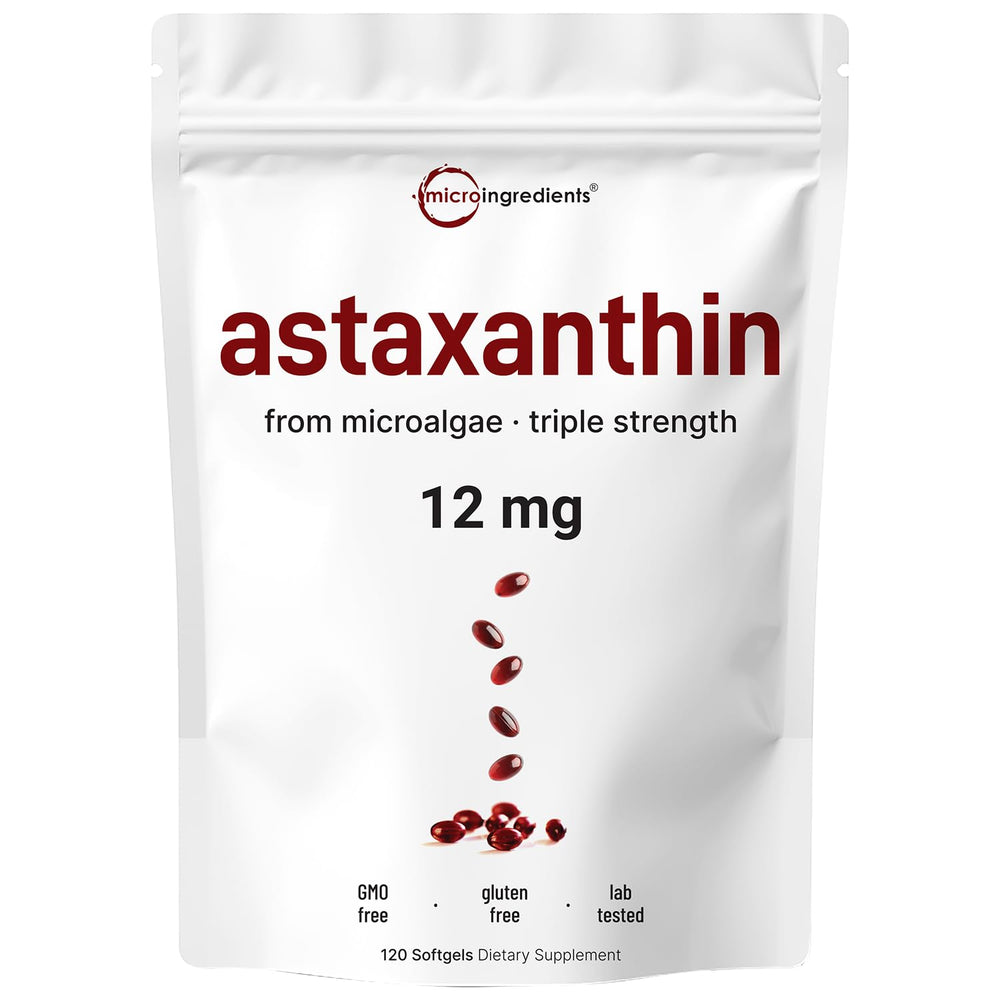 Front view of Astaxanthin 12mg softgels bottle