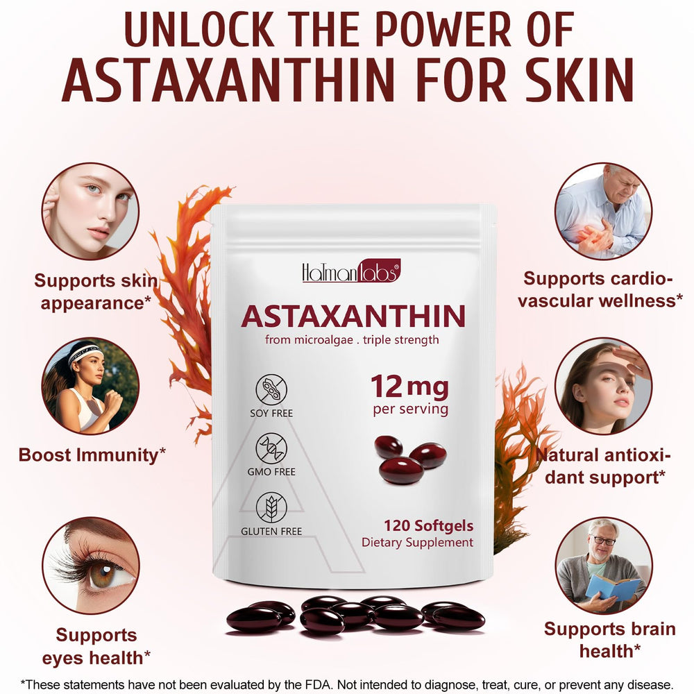 Close-up of orange astaxanthin softgels