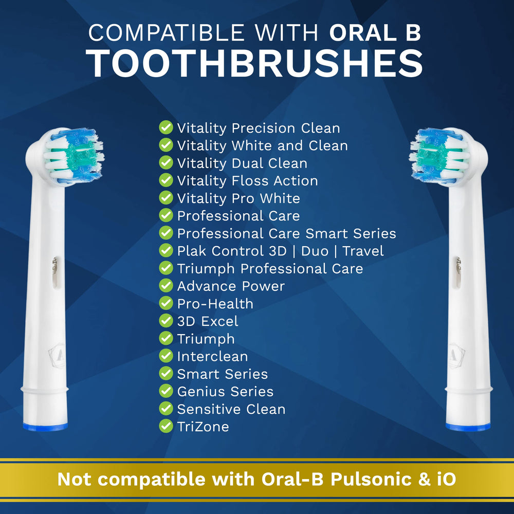 Compatible Oral-B replacement heads with color-coded rings