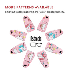 Cute pink-haired unicorn eye patch worn by a child