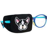 Astropic kids eye patch right eye bulldog over-glasses design on white background
