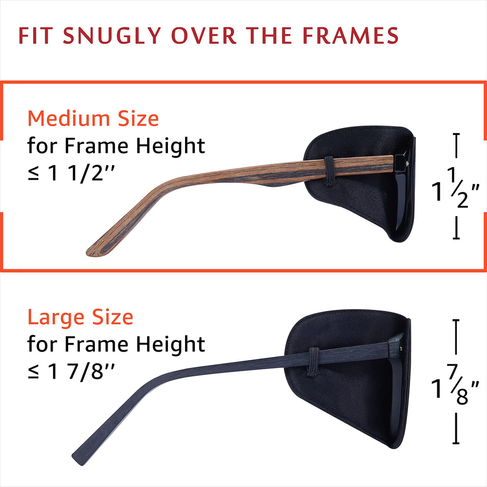 Over-glasses design shown on glasses with patches