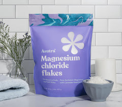 Relaxing foot soak using Asutra magnesium chloride bath flakes