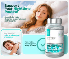 Close-up graphic showing chelated magnesium glycinate ingredients