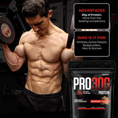 ATHLEAN-RX PRO-30G milk pour over powder forming smooth mix for easy drinking.