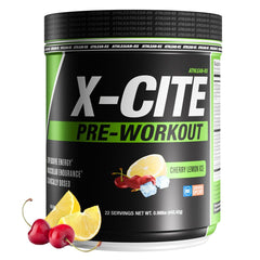 ATHLEAN-RX X-CITE bottle pouring a pre-workout energizing training