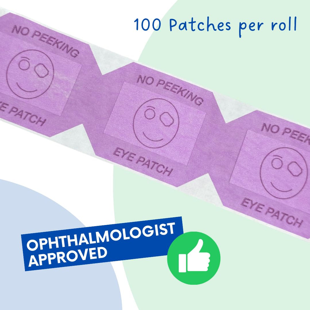 Pediatric eye exam patches in purple color on roll
