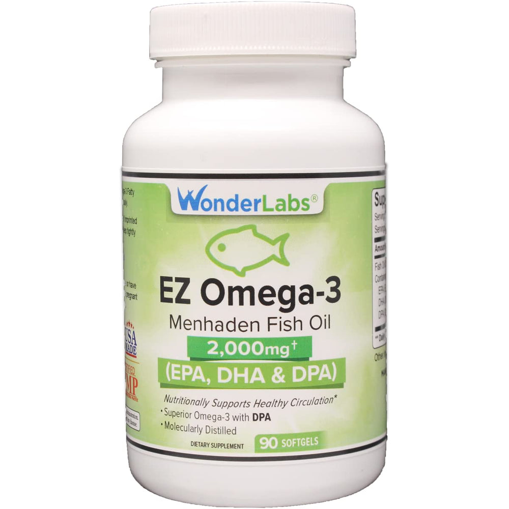 Front view of Atlantic Menhaden Fish Oil Omega-3 2000 mg burpless softgels bottle