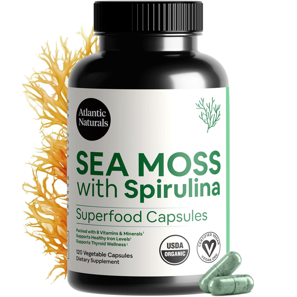 Atlantic Naturals Sea Moss with Spirulina capsules bottle, 120 count