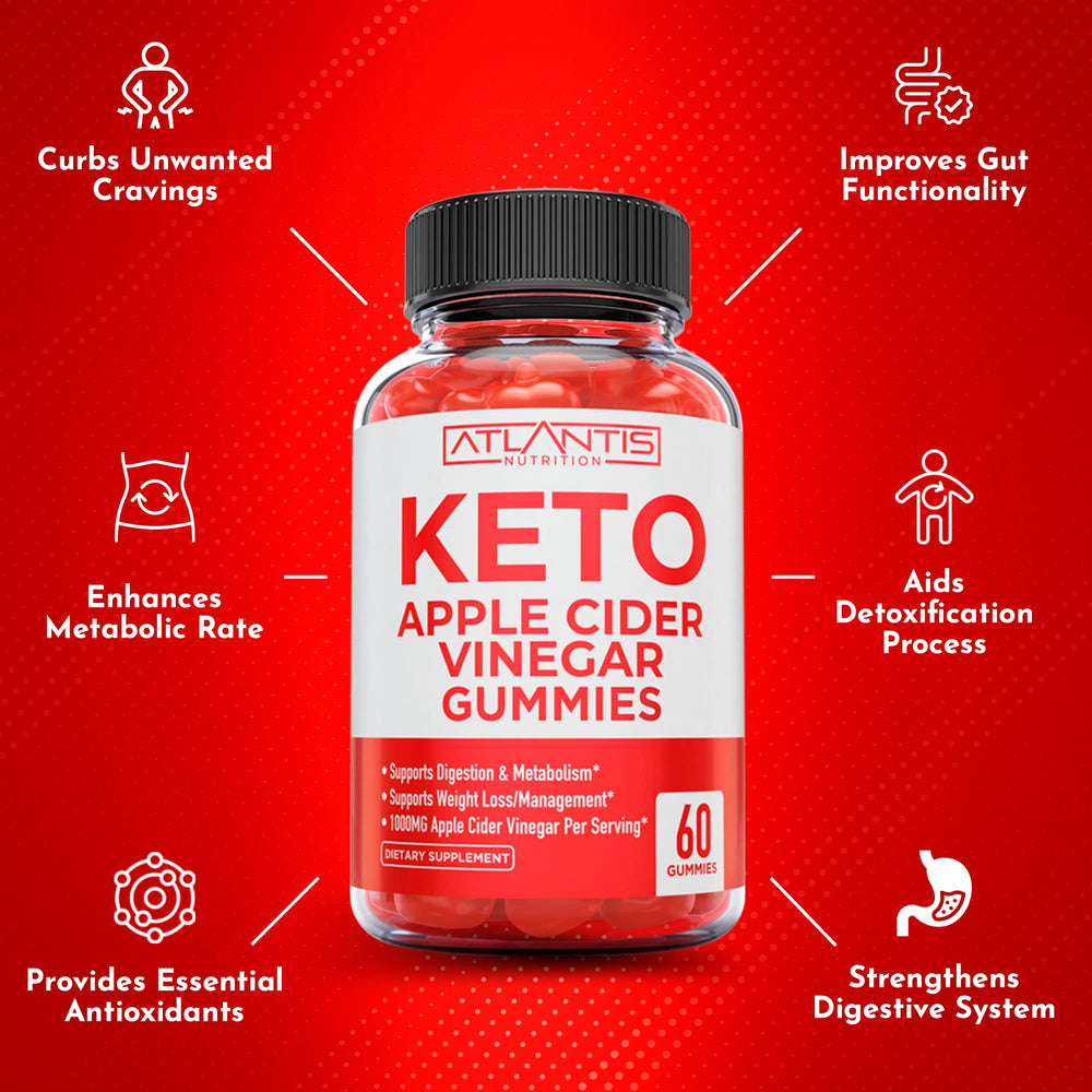 Atlantis Nutrition Keto ACV Gummies 60-count bottle highlights value for daily use.