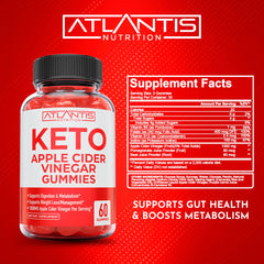 Atlantis Nutrition Keto ACV Gummies chewy texture close-up emphasizes soft bite.