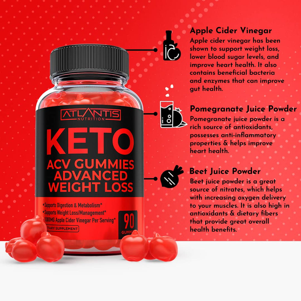 Atlantis Nutrition Keto ACV Gummies gummies-out-of-bottle reveal chewy texture