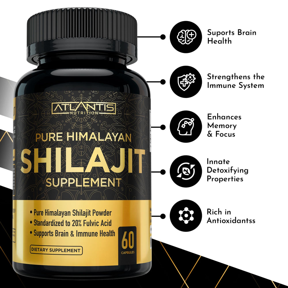 USA-made Atlantis Shilajit 10:1 extract capsules