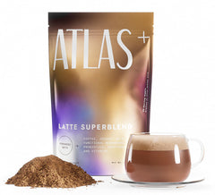 Atlas+ Latte Superblend hero image featuring cup