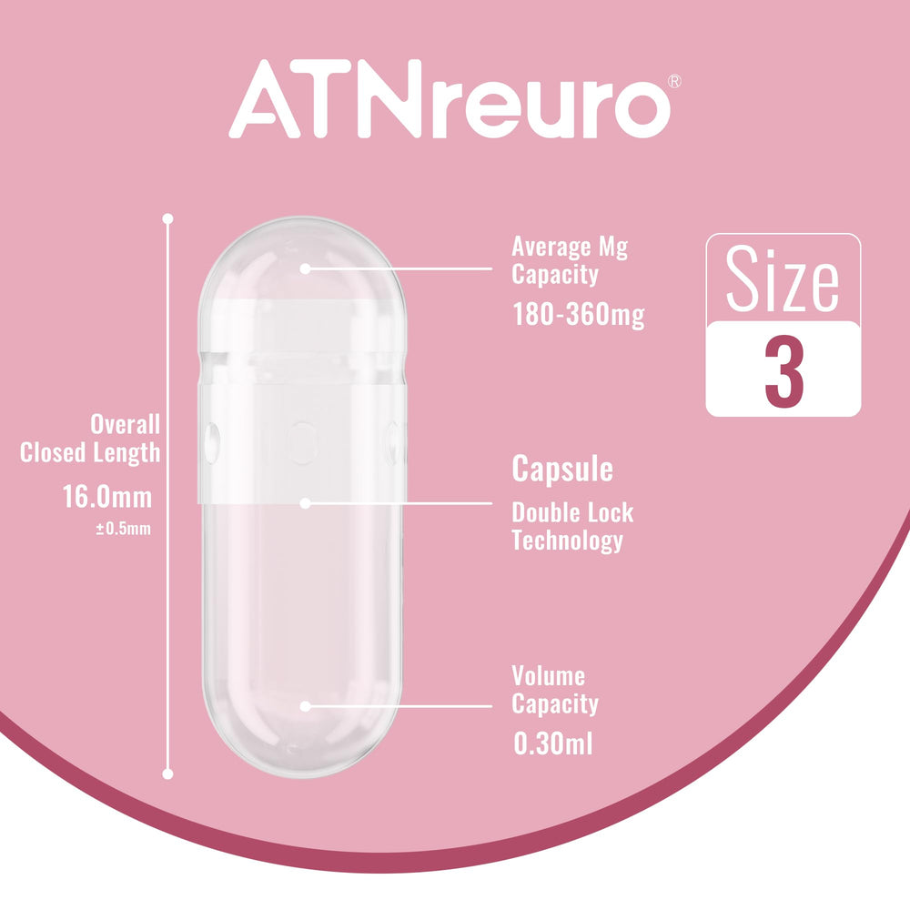 Bulk packaging of ATNreuro size 3 empty capsules