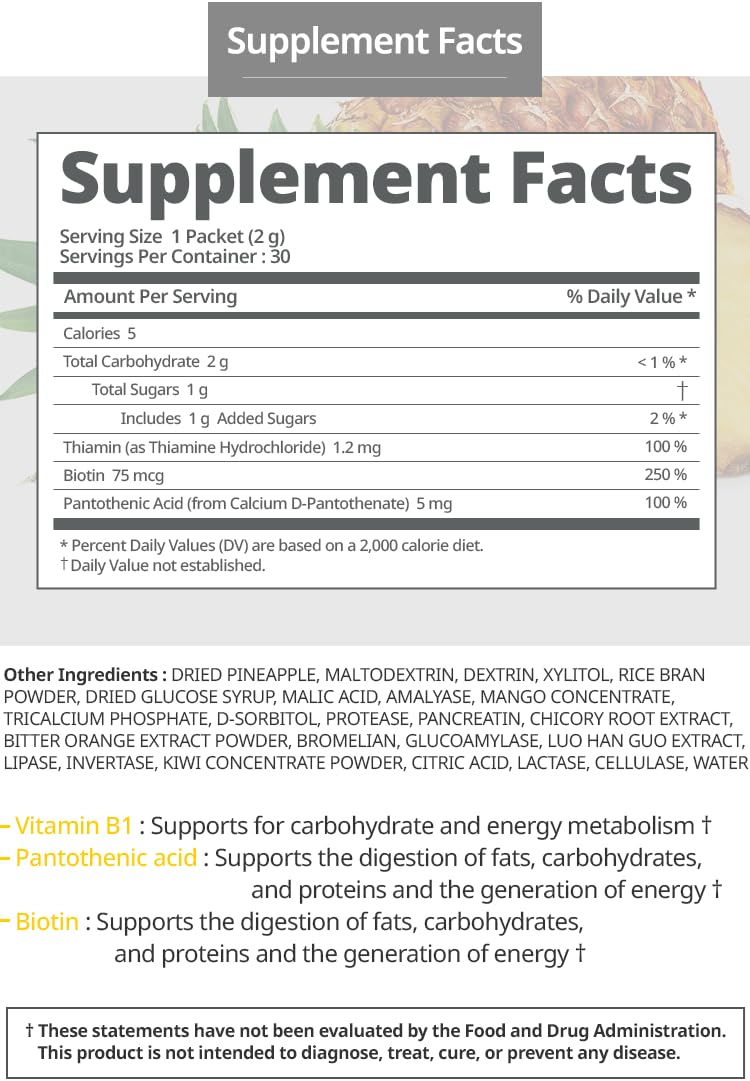 Individual packets of Atomy Finezyme Pineapple Fermentation Digestive Enzymes
