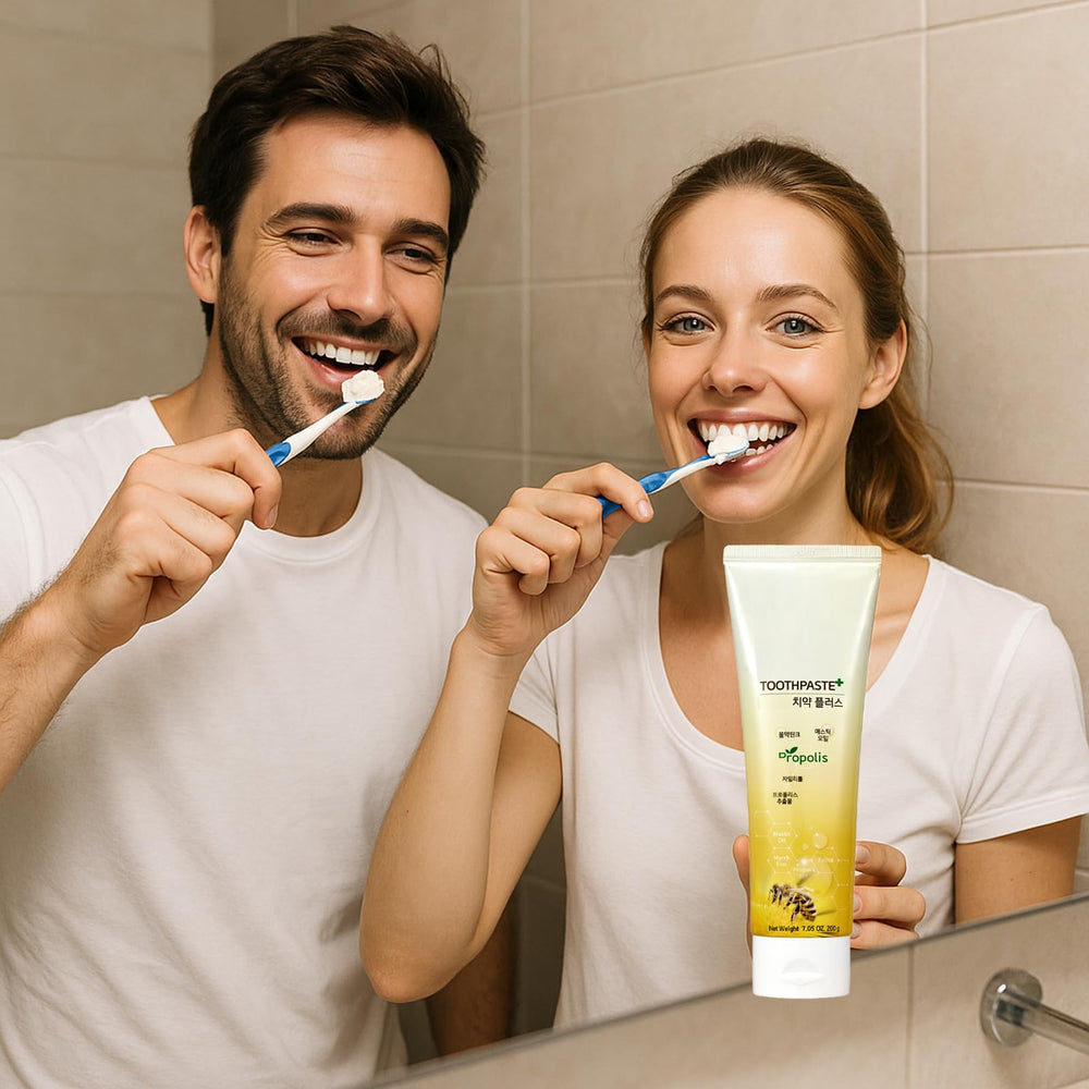 Side view of the toothpaste tube showing design