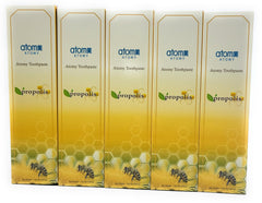 Atomy toothpaste ingredients label featuring propolis and green tea extract