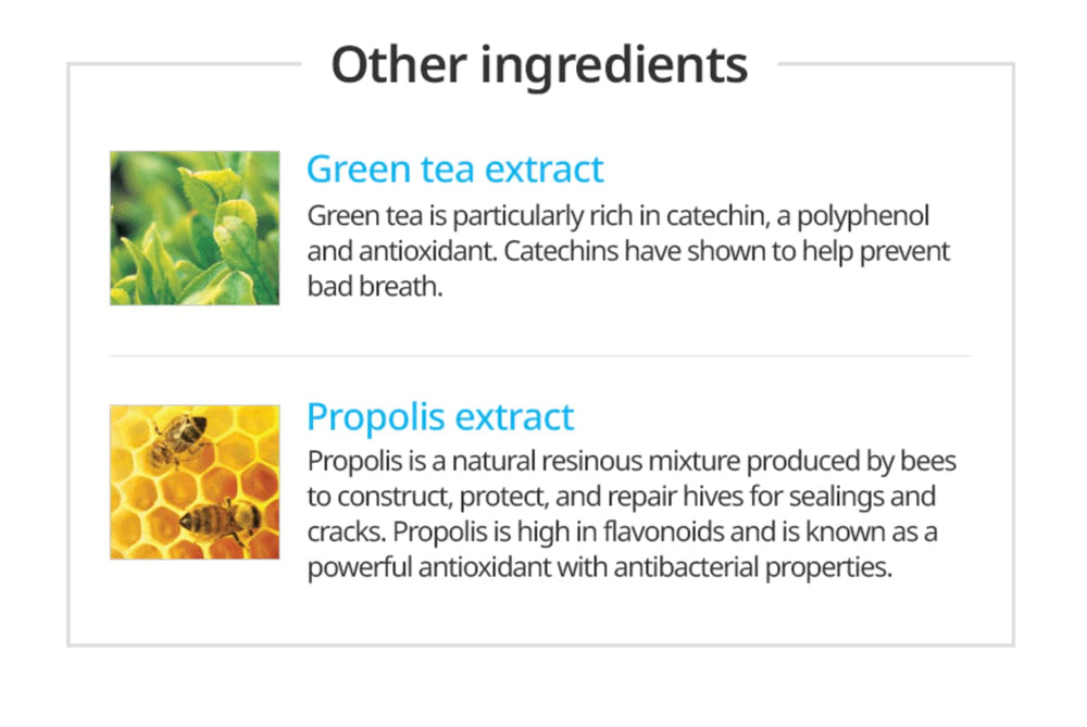 Natural ingredients: propolis and green tea extract