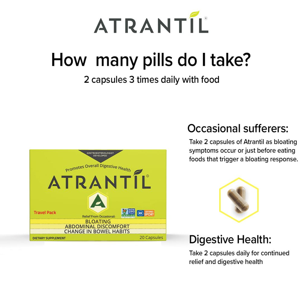 Atrantil Travel Pack 20 Count close-up of label
