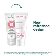 Close-up of ATTITUDE Baby Training Toothpaste Strawberry tube