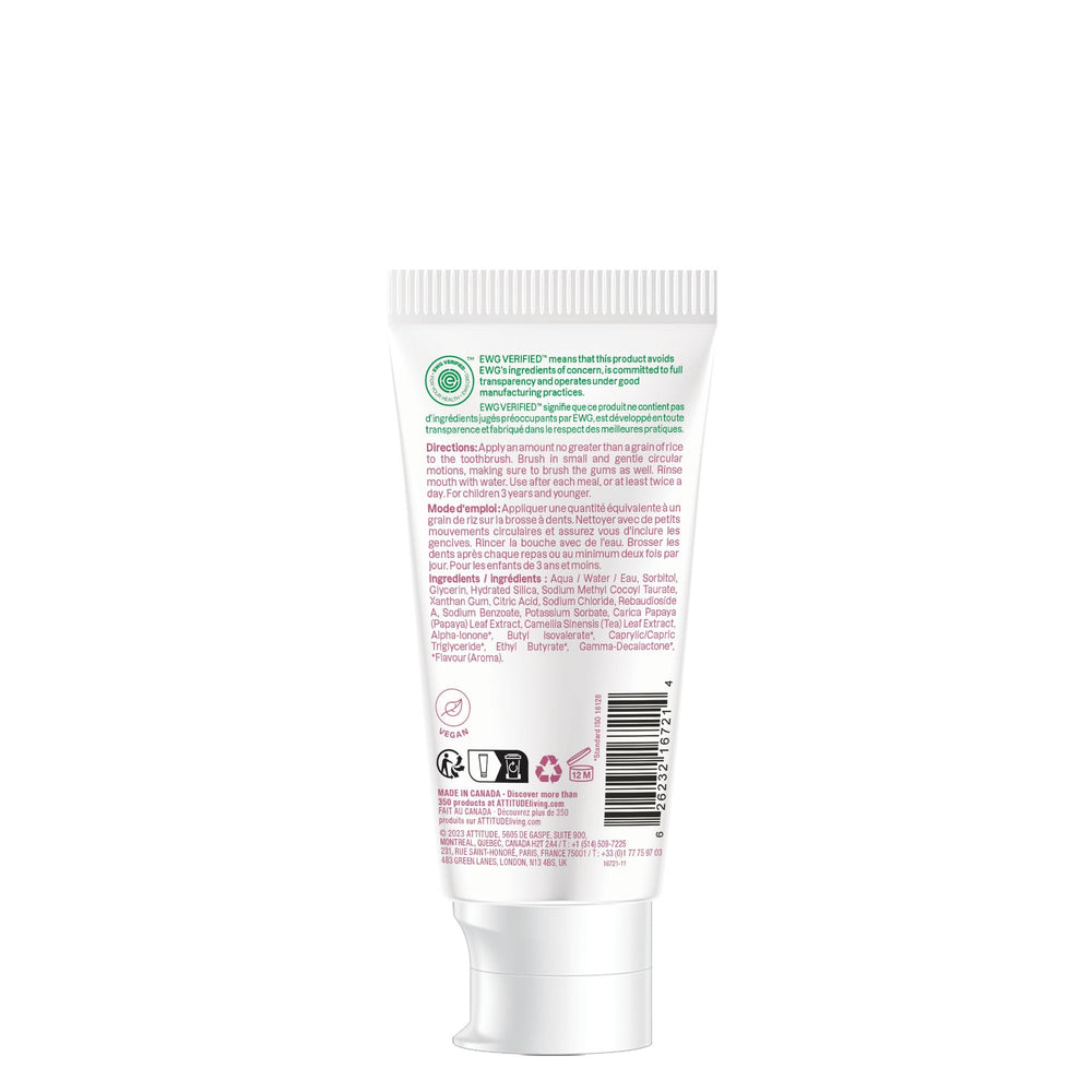 Baby brushing with ATTITUDE training toothpaste Strawberry