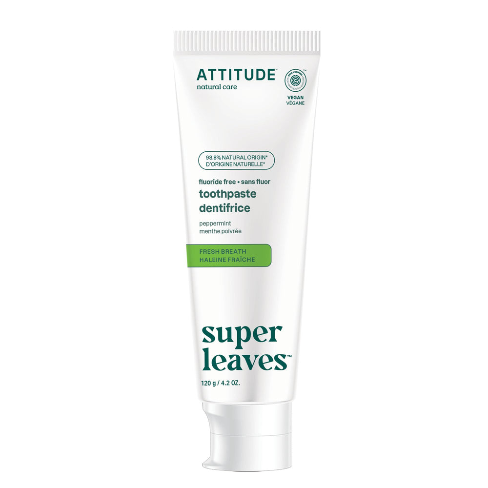 Front view of ATTITUDE Fluoride-Free Peppermint Toothpaste 4.2 oz