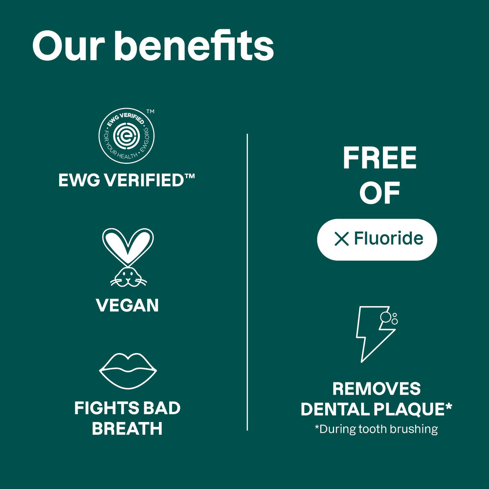 Tube of ATTITUDE Fluoride-Free Peppermint Toothpaste in use