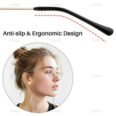 Temple tip installed on a thin metal eyeglass arm