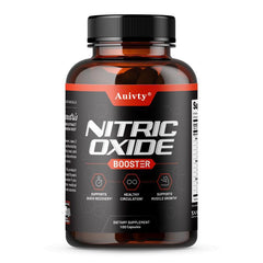 Auivty Nitric Oxide Booster bottle front shows vegan capsules for workouts