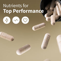 Auivty Nitric Oxide Booster capsules closeup illustrating easy-to-swallow vegan capsules