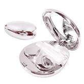 Aukvite contact lens case in silver with built-in mirror