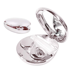 Aukvite contact lens case in silver with built-in mirror