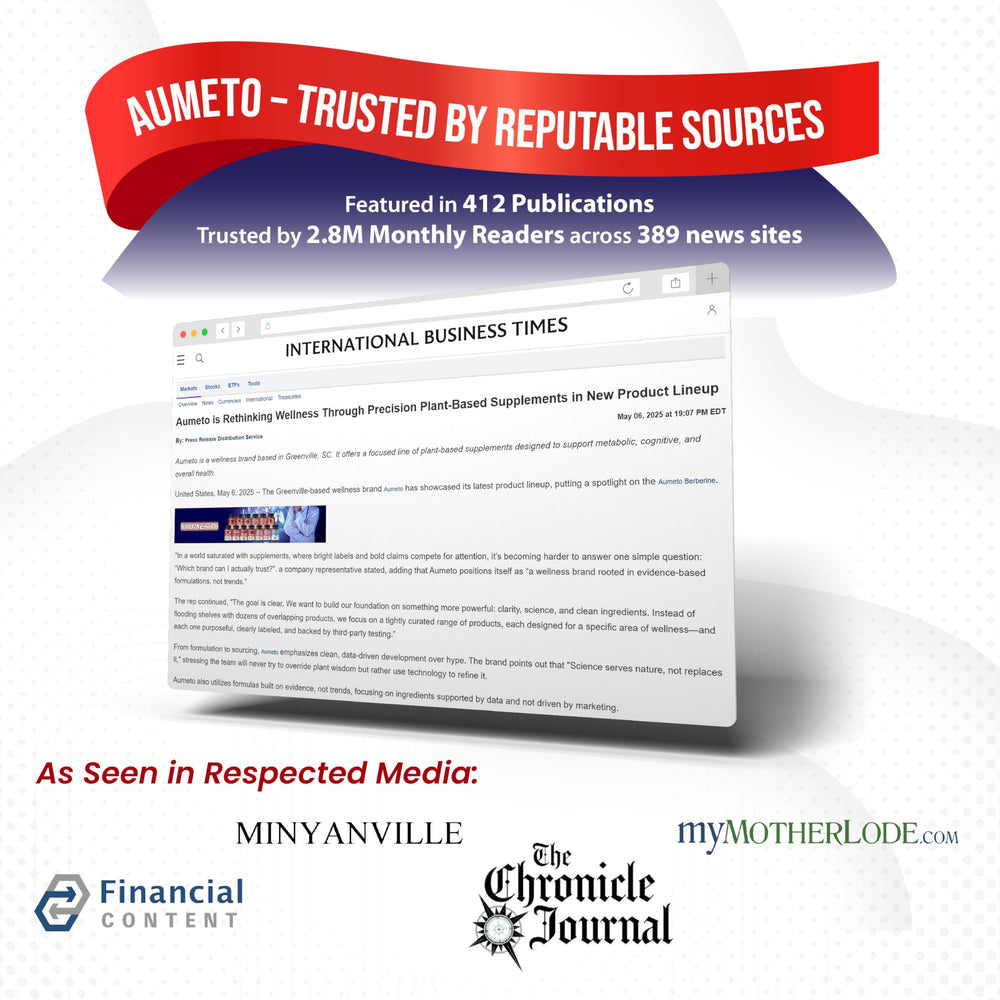 AUMETO Grape Seed and Elderberry components highlight antioxidant support.