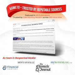 AUMETO Vitality ingredient panel outlines key herb blends for wellness.