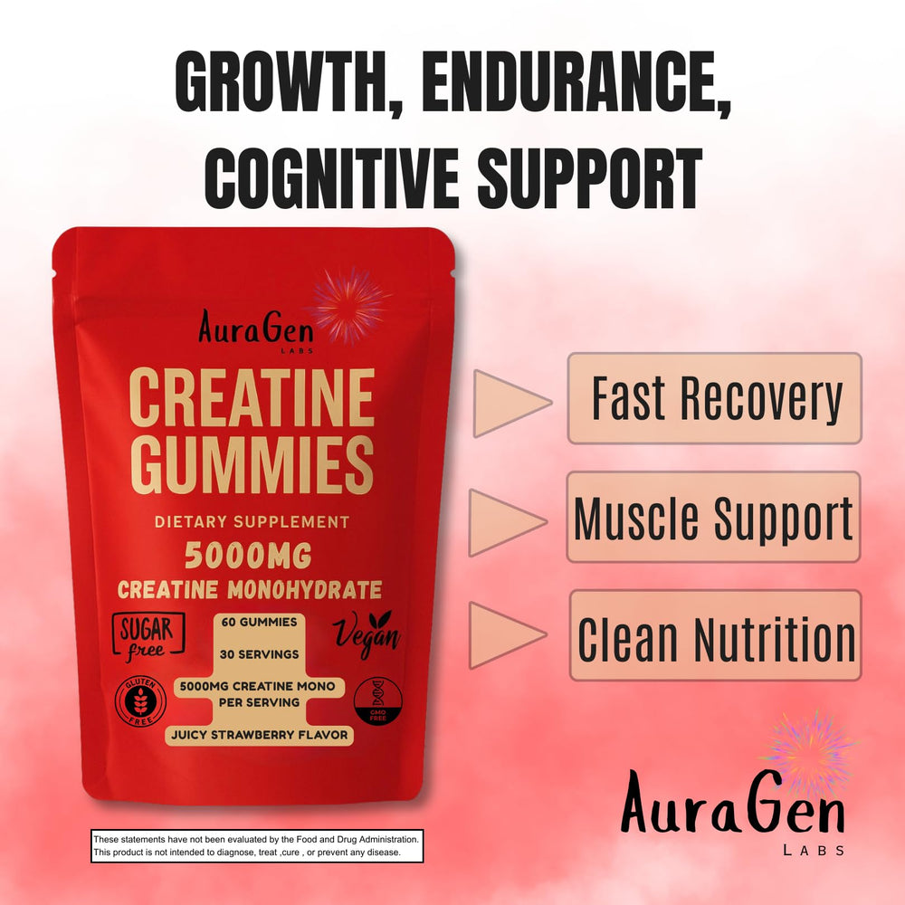 Two gummies serving suggestion with Juicy Strawberry flavor