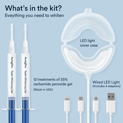 All contents shown: gel syringes, wired light, and light cover case
