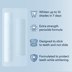 Applying Auraglow Strips to upper and lower teeth for a full 14-day treatment