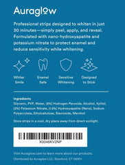 Mint flavored Auraglow whitening strips package