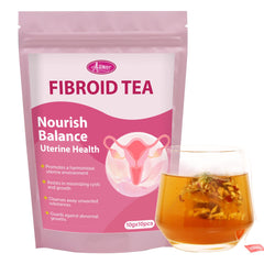 Auranic Fibroid Tea packshot highlights premium blend supporting gentle detox and wellness.