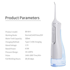 Product packaging and included accessories for AURAVO flosser