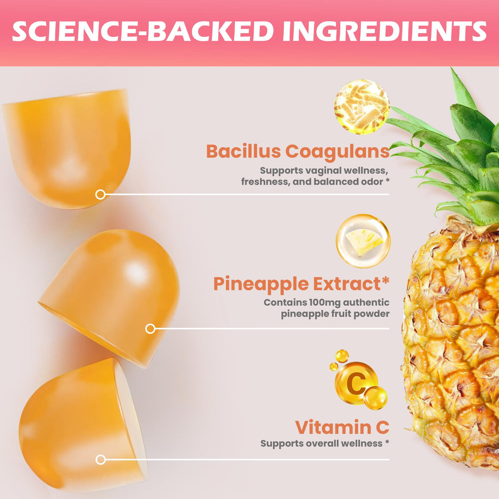 Close-up of AurHea gummies with pineapple flavor