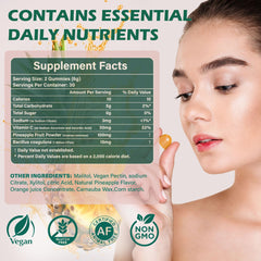 Usage guide showing two gummies daily