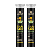 Auric Flush365 effervescent tablet dissolving in water