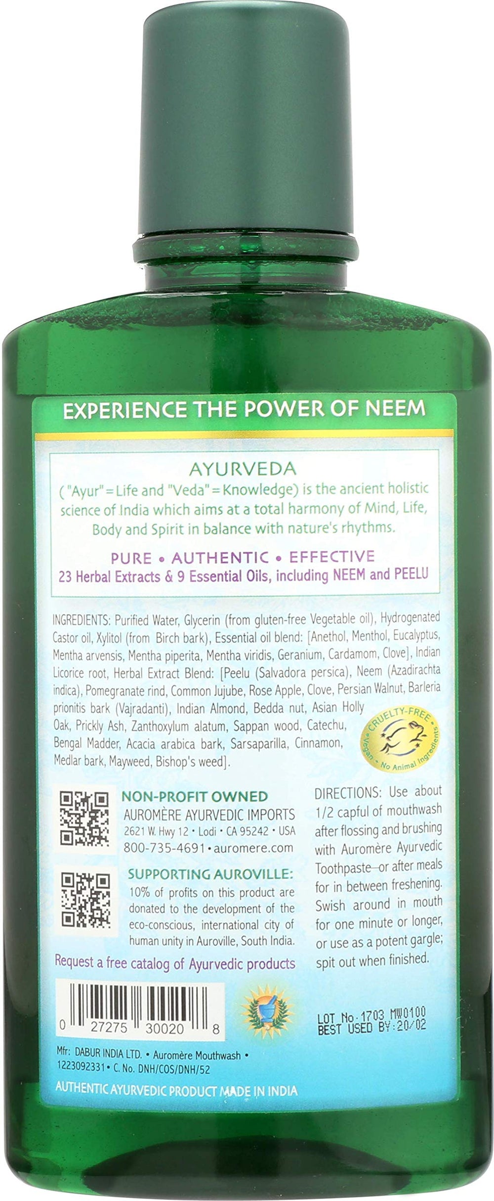 Auromere mouthwash packaging box