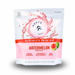 Auryu Electrolyte Mix Watermelon tub front view for quick hydration and refreshing taste.